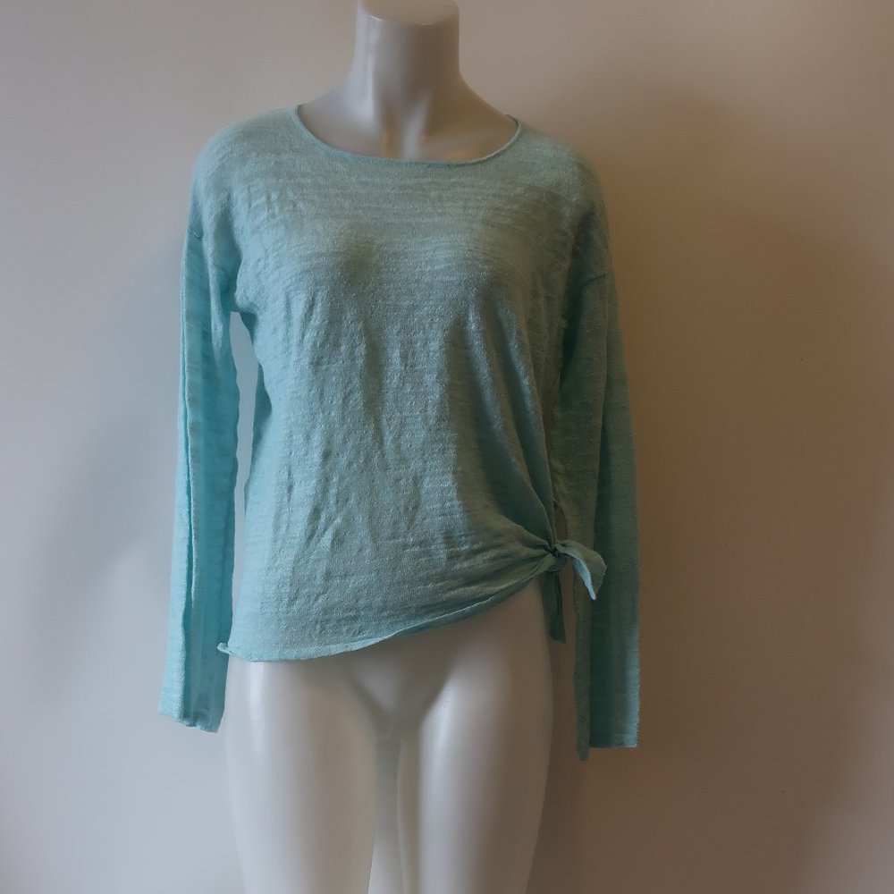 NWT MINNIE ROSE LINEN BLEND SWEATER KNIT TOP S *